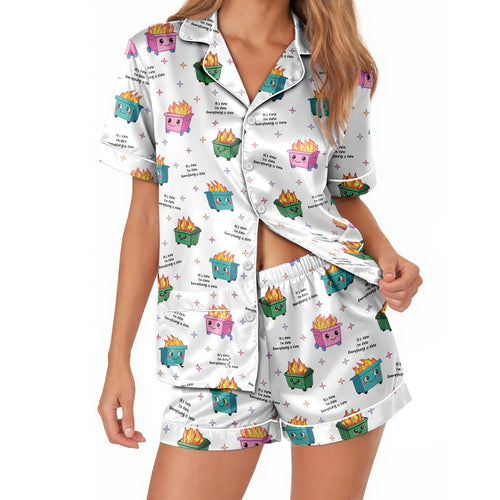 Dumpster fire satin pajamas for women - S