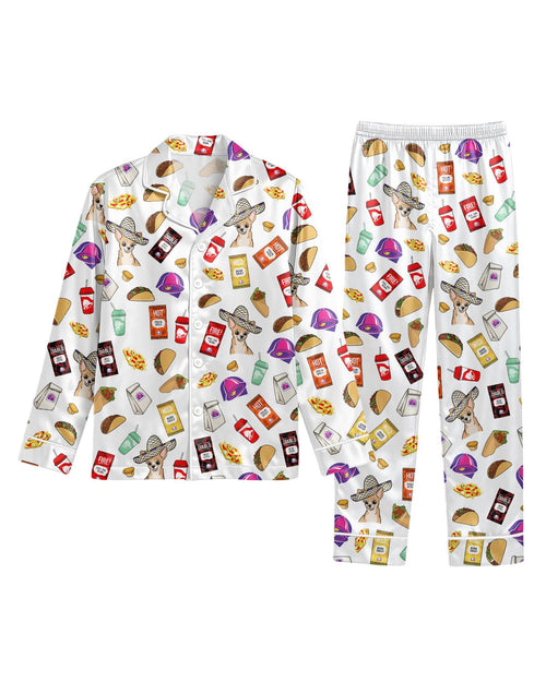 Taco Fast-Food-Inspired long satin pajamas for women