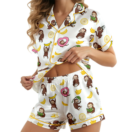 Curious Monkey satin pajama set view 2