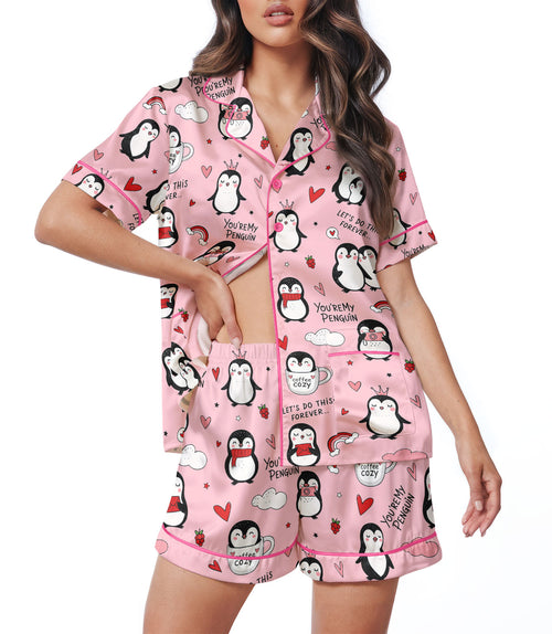 Penguin women's satin pajama set