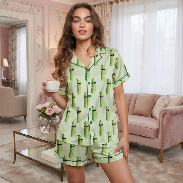 Short Sleeve Satin Pajamas