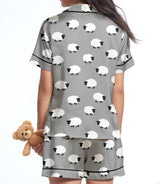 Sheep short satin pajamas for women