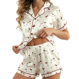 Wine/ Beer short satin pajamas for women