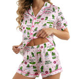 Quirky Pickle short satin pajamas for women