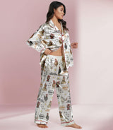 Chicken long satin pajamas for women