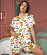 Pig short satin pajamas for women