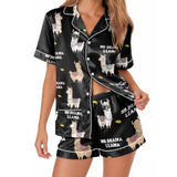 Llama satin pajamas for women - S