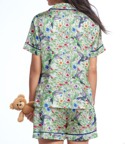 Hummingbird short satin pajamas for women