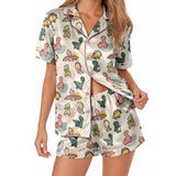 Dinosaur satin pajamas for women - S