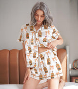 Cinnamon Whiskey-Inspired short satin pajamas for women