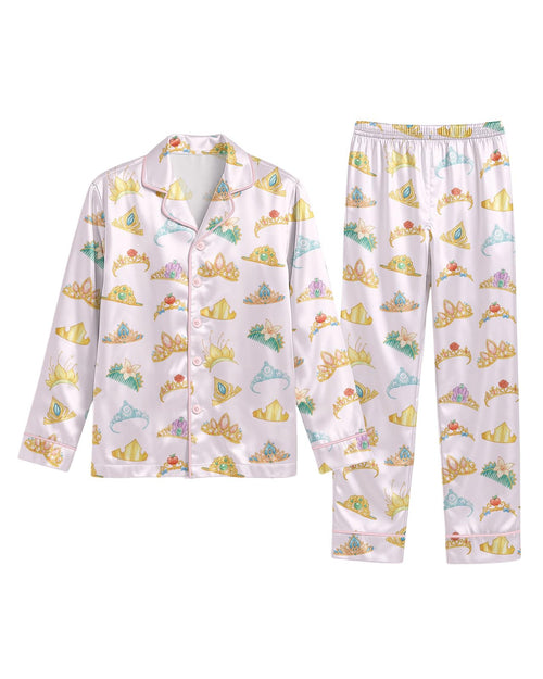 Graphic Pop Culture-Inspired long satin pajamas for women