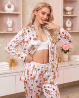Reindeer satin pajamas for women - M