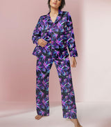 Weed long satin pajamas for women