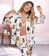 Chicken long satin pajamas for women