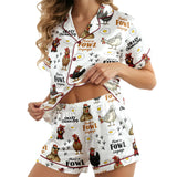 Funny Chicken Farmhouse short satin pajamas for women