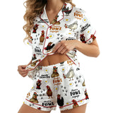 Funny Chicken Farmhouse short satin pajamas for women