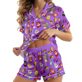 Retro Taco Fast Food short satin pajamas for women