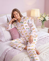 Graphic Pop Culture-Inspired long satin pajamas for women