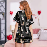 Llama satin pajamas for women - XL