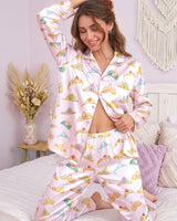 Graphic Pop Culture-Inspired long satin pajamas for women
