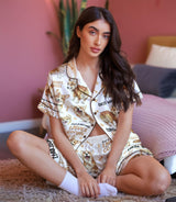 Corgi short satin pajamas for women