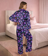 Weed long satin pajamas for women