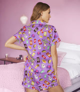 Retro Taco Fast Food short satin pajamas for women