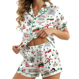 Retro Christmas Vacation short satin pajamas for women