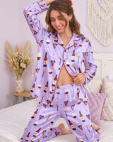 Wine/ Beer long satin pajamas for women