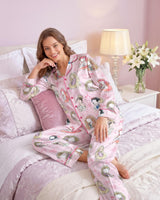 Graphic Pop Culture-Inspired long satin pajamas for women