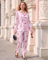 Flamingo satin pajamas for women