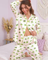 Frog long satin pajamas for women