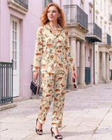 Graphic Pop Culture-Inspired long satin pajamas for women
