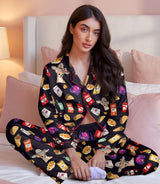 Taco Fast-Food-Inspired long satin pajamas for women