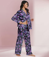 Weed long satin pajamas for women