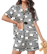 Sheep short satin pajamas for women
