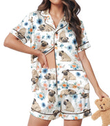 Pug short satin pajamas for women