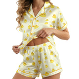 Rubber Duck short satin pajamas for women