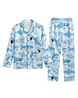 Shark long satin pajamas for women