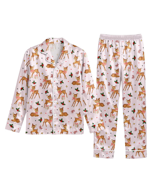 Reindeer satin pajamas for women - S