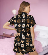 Handmade Vodka-Inspired short satin pajamas for women