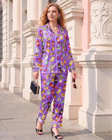 Mexican Fast Food Collage long satin pajamas for women