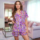 Retro Taco Fast Food short satin pajamas for women