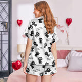 Cat satin pajamas for women - XL