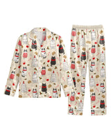 Cat satin pajamas for women - S