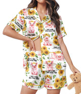 Pig short satin pajamas for women