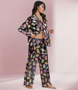 Taco Fast-Food-Inspired long satin pajamas for women