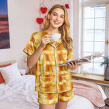 Golden Waffle short satin pajamas for women