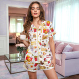 Retro Fast Food Diner short satin pajamas for women