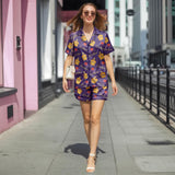 Purple Whiskey-Inspired short satin pajamas for women